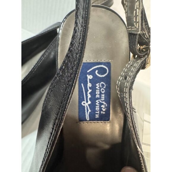 NWT Ladies Sling Back Black Peep Toe Pumps, Size 9WW - Picture 2 of 4